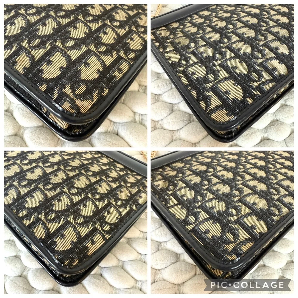 CHRISTIAN DIOR Crossbody Bag Clutch Trotter Canvas Navy Blue - Picture 6 of 12